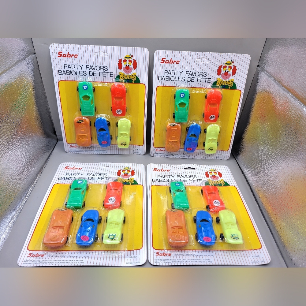 Vintage NOS Lot Of 4 Sabre Party Favors Stock Cars 1987 Made In Hong Kong